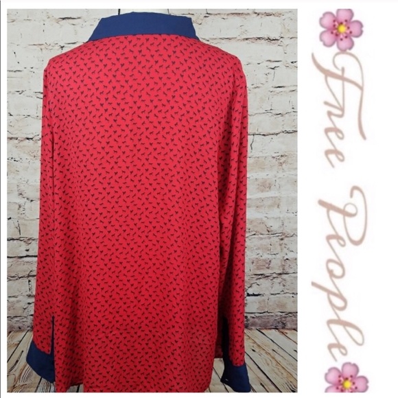 πSALEπ Free People Red Blue Horses Blouse - Picture 5 of 8